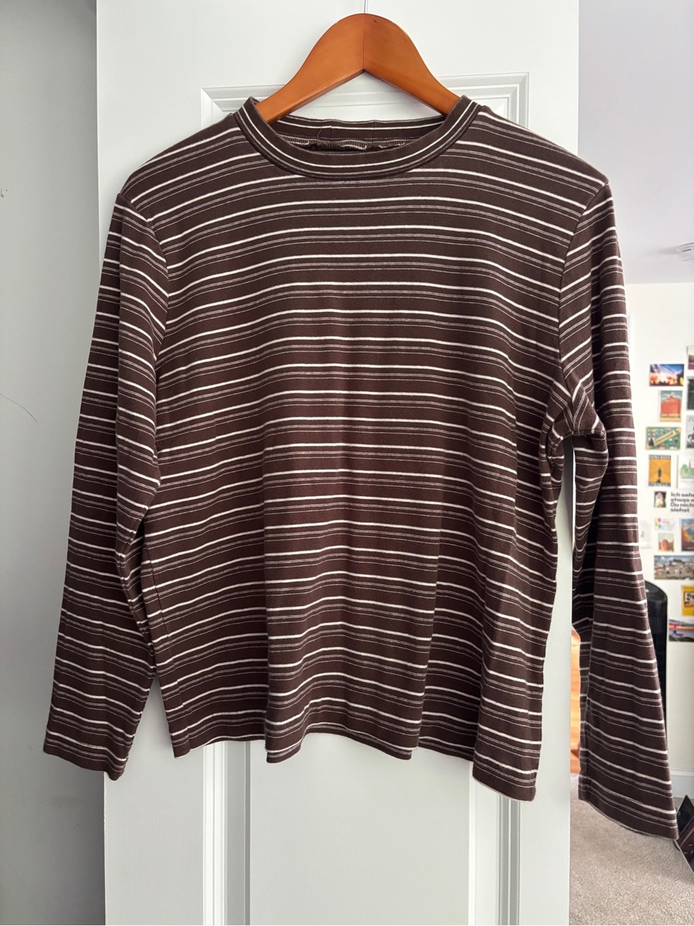 Boxy Brown Striped Long Sleeve Tee